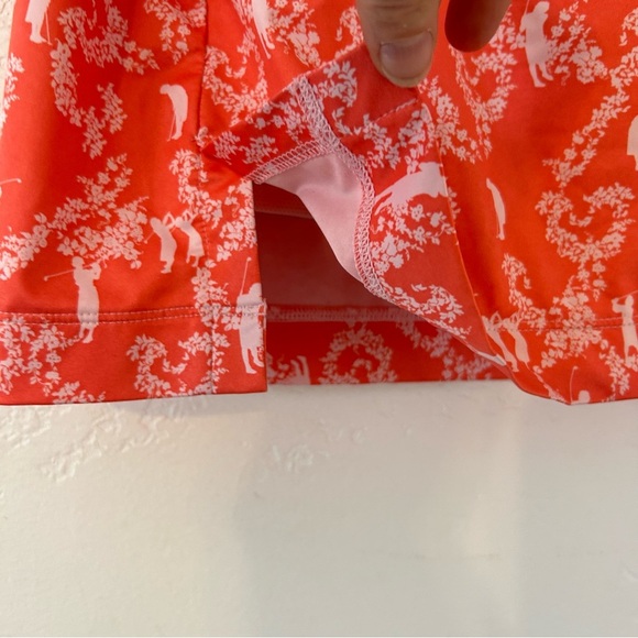 NIKE Golf FitDry Skirt Skort Size M Golfer Print Orange Coral White Stretch - Picture 4 of 13